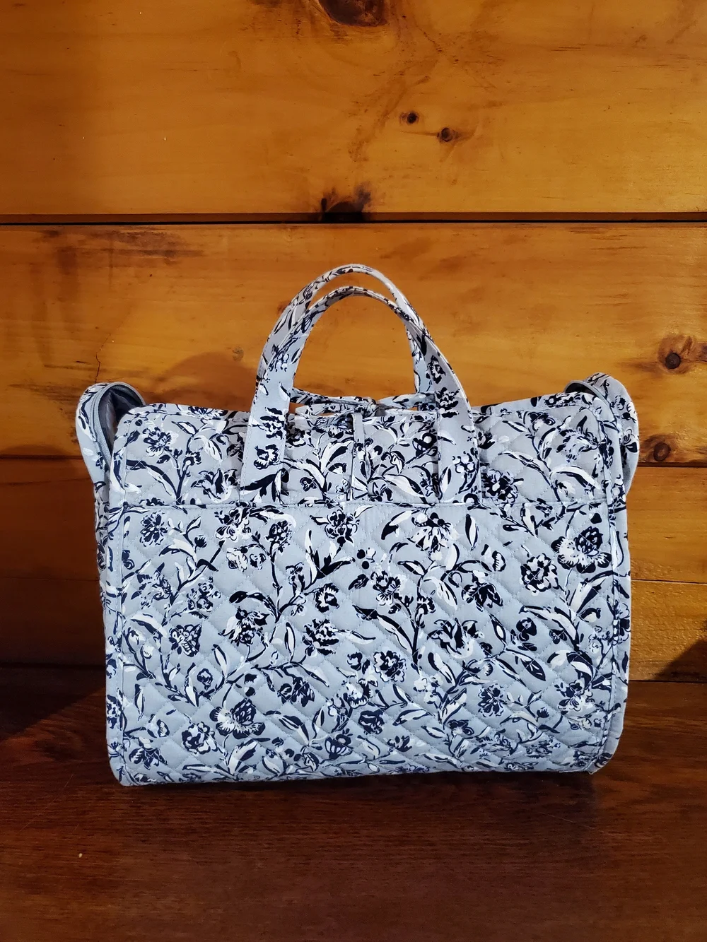 Vera Bradley Quilted Hanging Cosmetic Bag in White and Blue